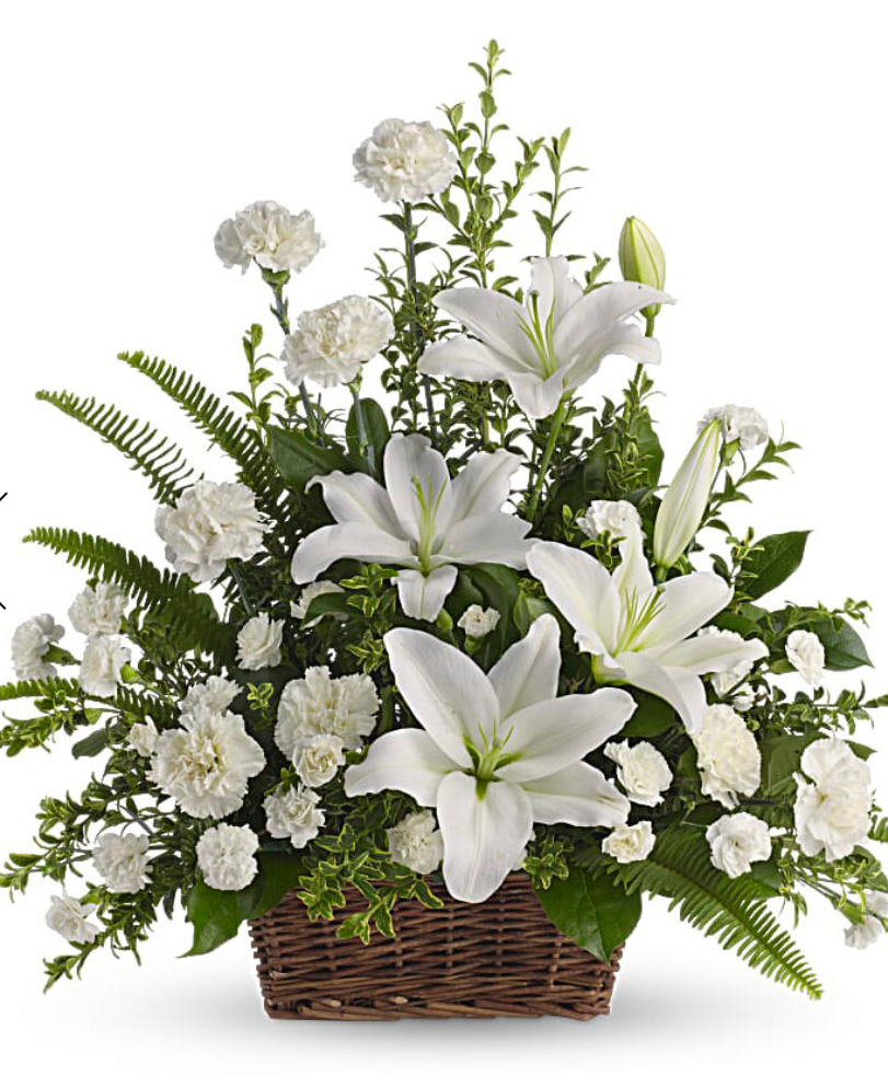 Peaceful White Lilies Basket